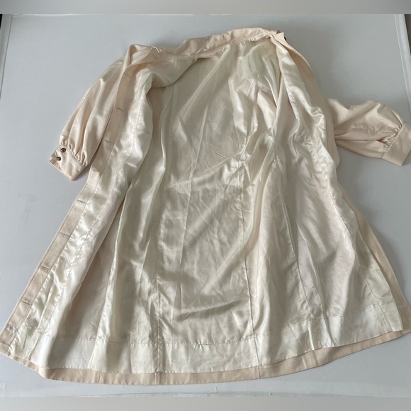 Vintage Silk Cream Button Midi Dress with Shoulder Pads Medium M - Picture 12 of 15